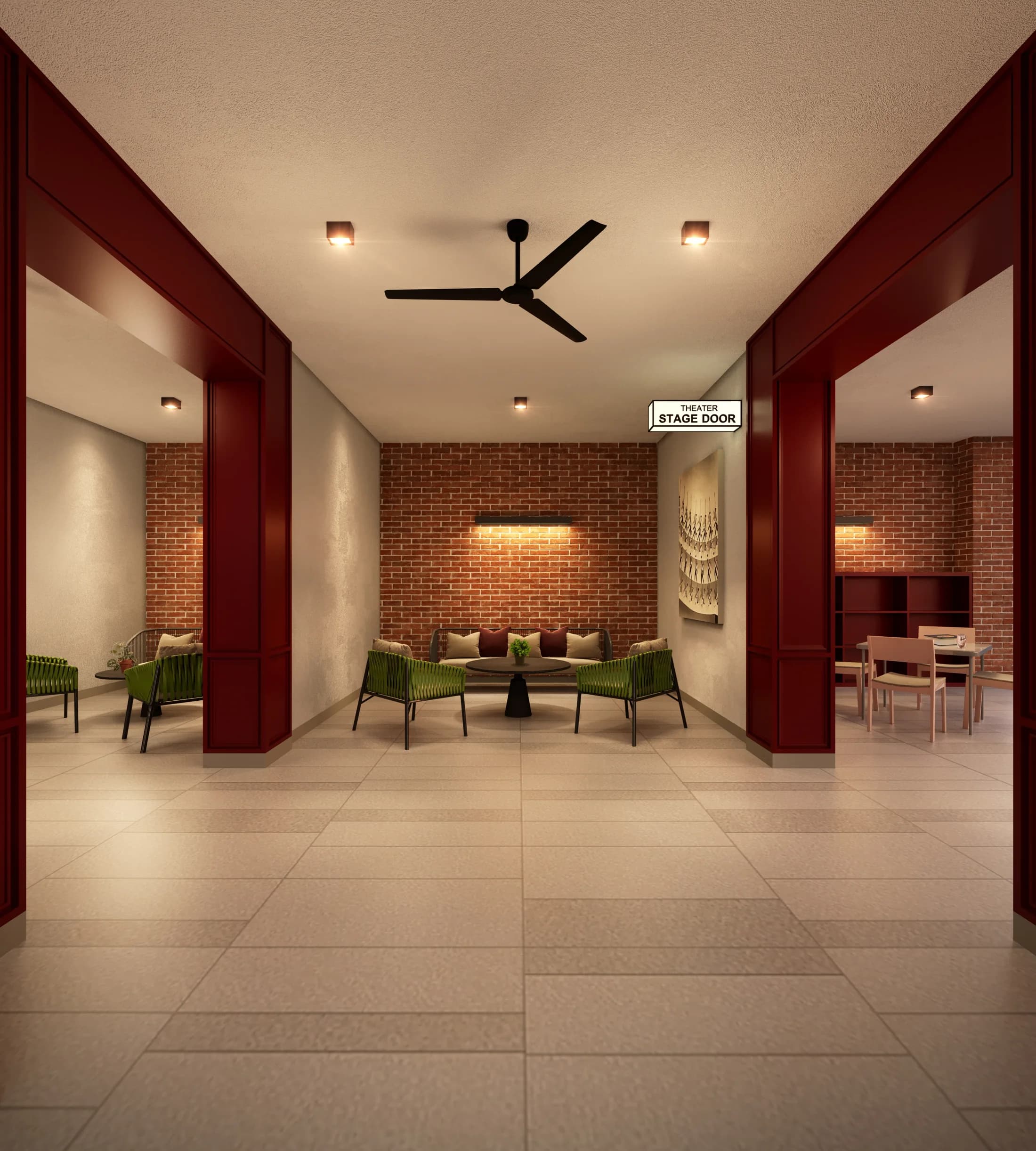 The Vividz social lounge and lift lobby