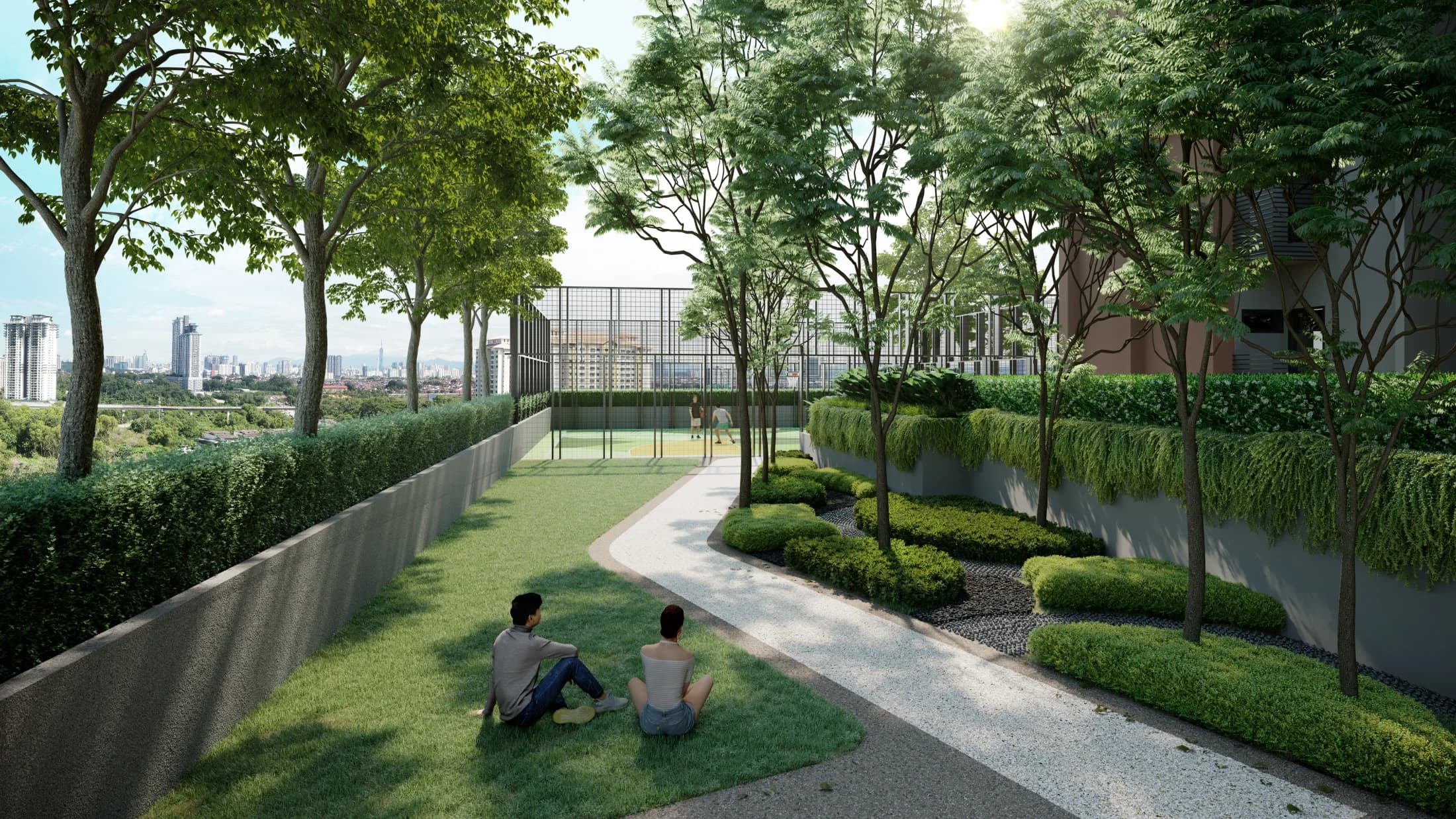 The Queenswoodz landscaped leisure lawn