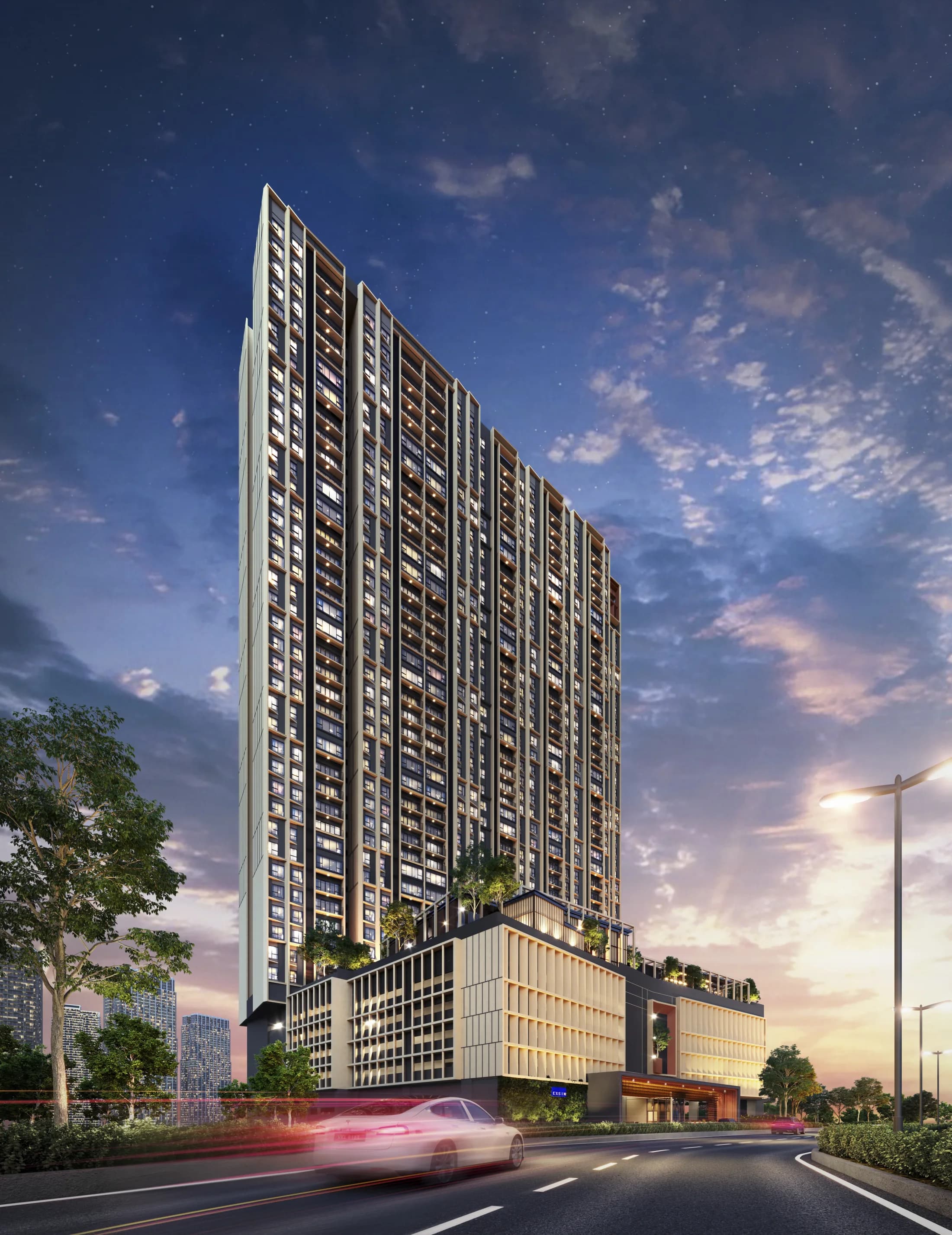 Veladaz Residences @ Bukit Jalil tower facade in daylight